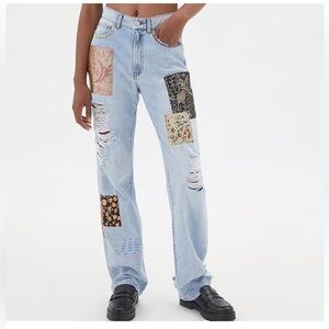 BDG Urban Outfitters Patchwork Embroidered High-Rise Straight Jeans 25